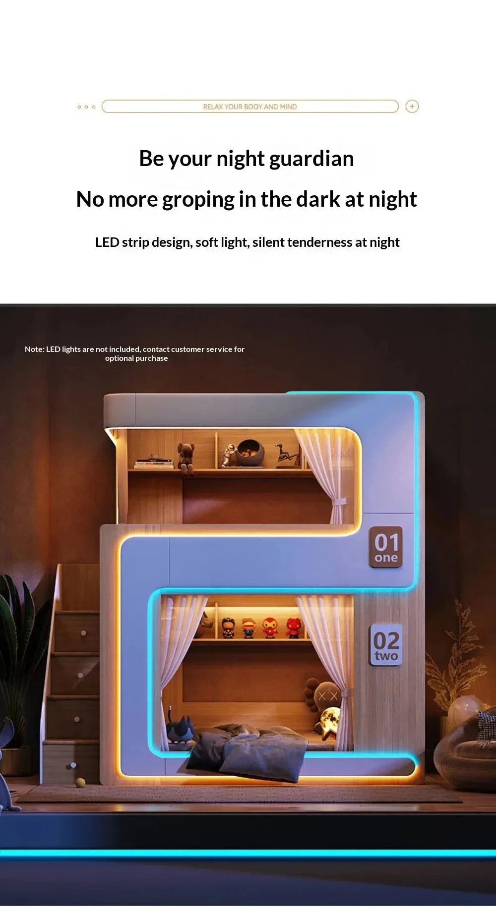 Kids Floating Bunk Bed with Bookshelves &amp; High Guardrail | Twin Loft Bed with Storage Manwatstore