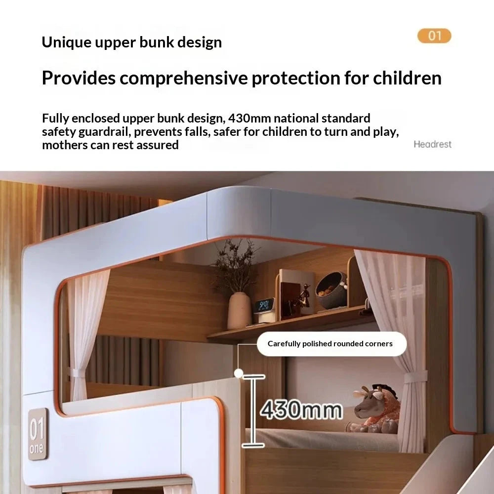 Kids Floating Bunk Bed with Bookshelves &amp; High Guardrail | Twin Loft Bed with Storage Manwatstore
