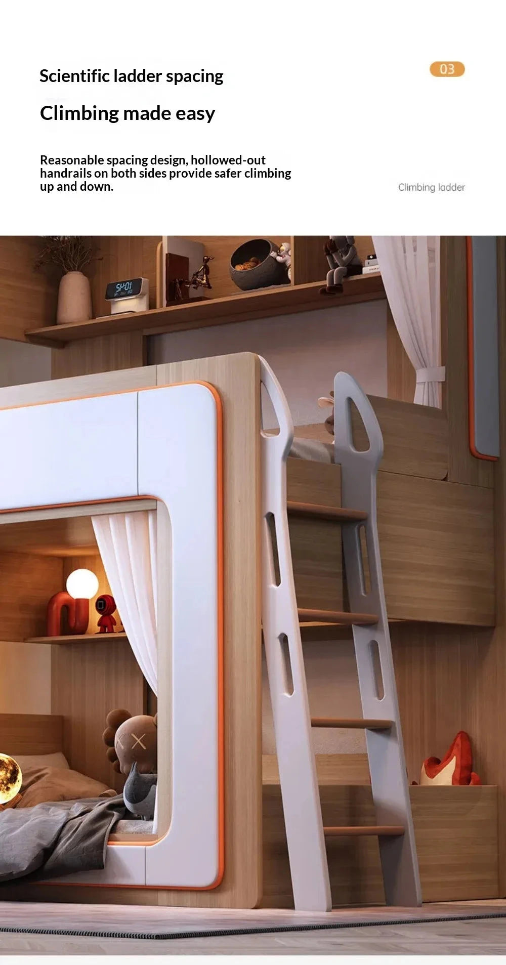 Kids Floating Bunk Bed with Bookshelves &amp; High Guardrail | Twin Loft Bed with Storage Manwatstore