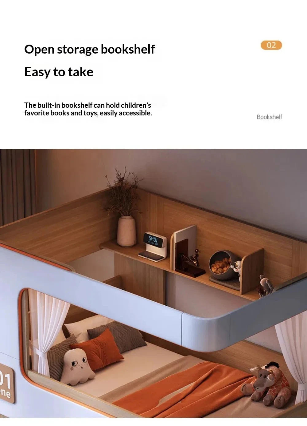 Kids Floating Bunk Bed with Bookshelves &amp; High Guardrail | Twin Loft Bed with Storage Manwatstore