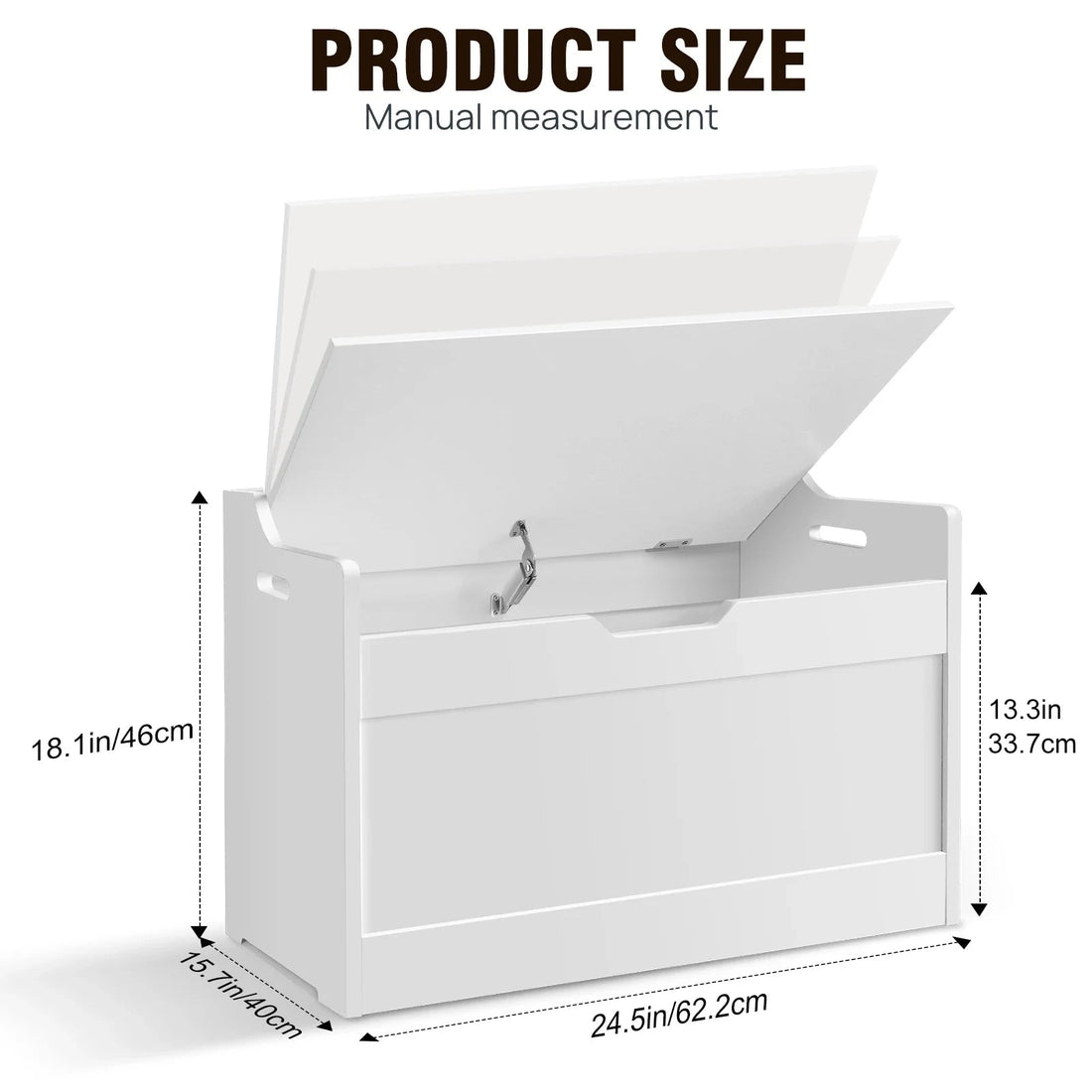 Kids Wooden Toy Storage Organiser – Modern White MDF Chest with Safe-Closing Lid Manwatstore