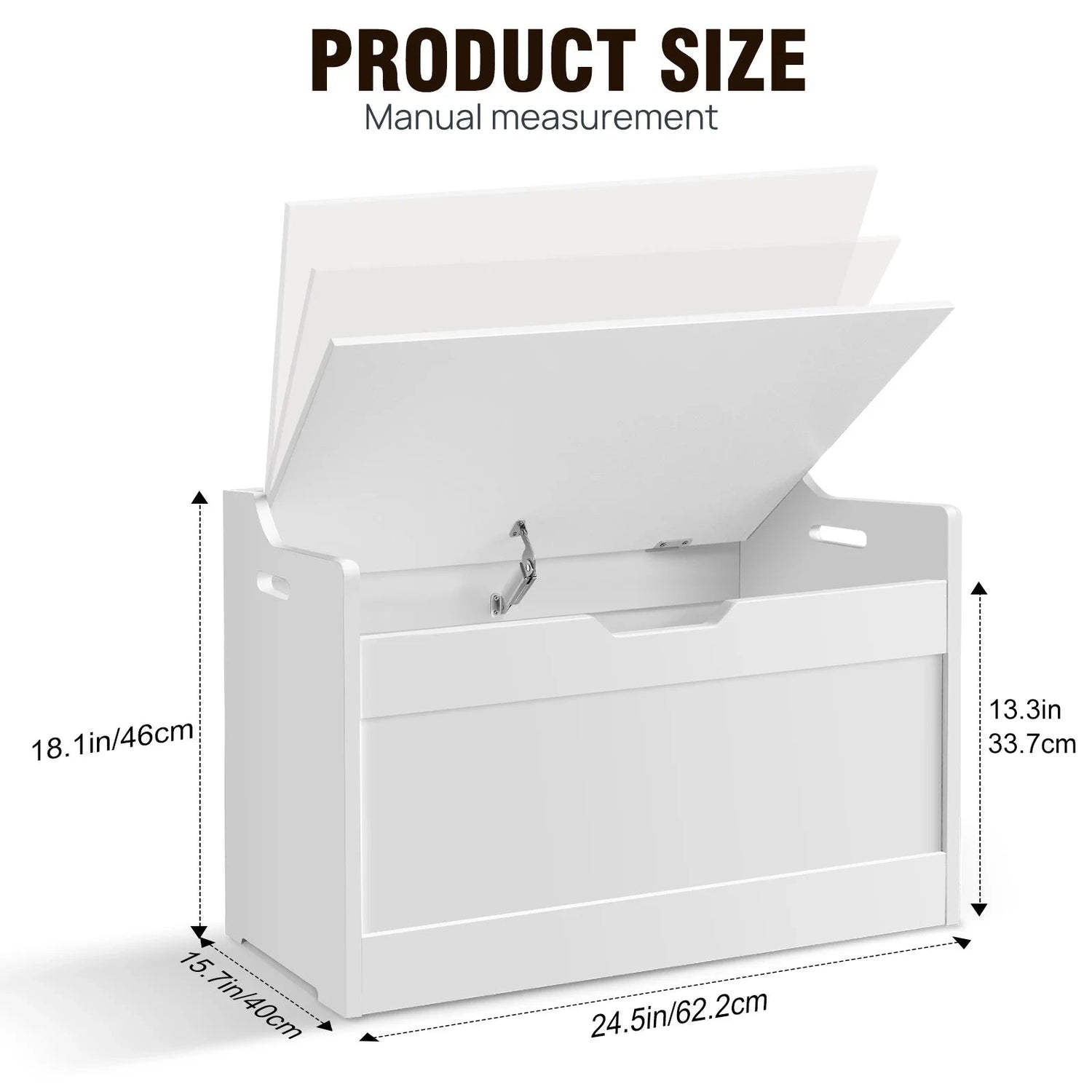 Kids Wooden Toy Storage Organiser – Modern White MDF Chest with Safe-Closing Lid Manwatstore
