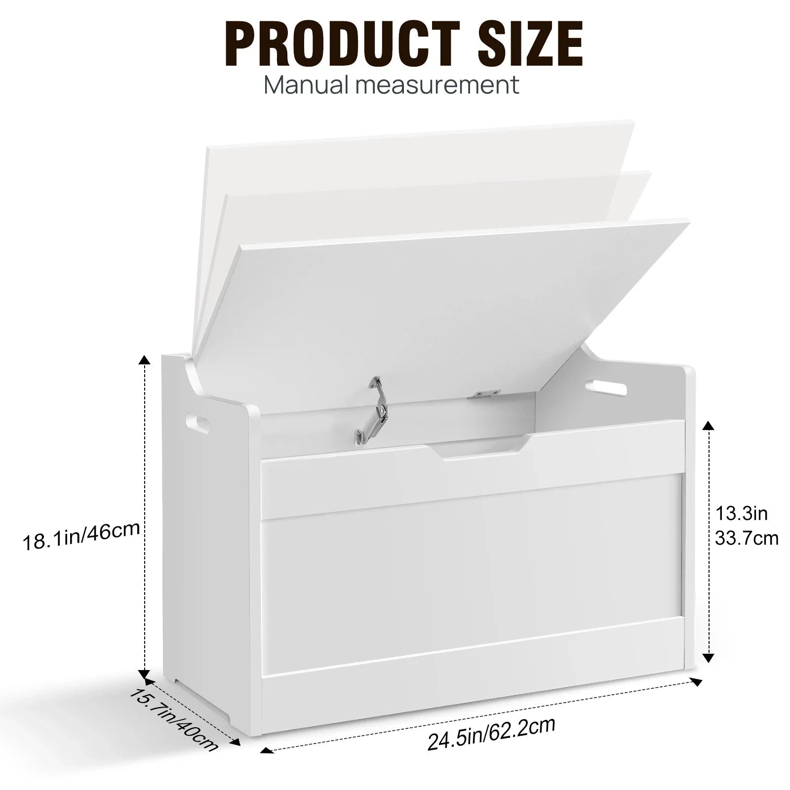 Kids Wooden Toy Storage Organiser – Modern White MDF Chest with Safe-Closing Lid Manwatstore