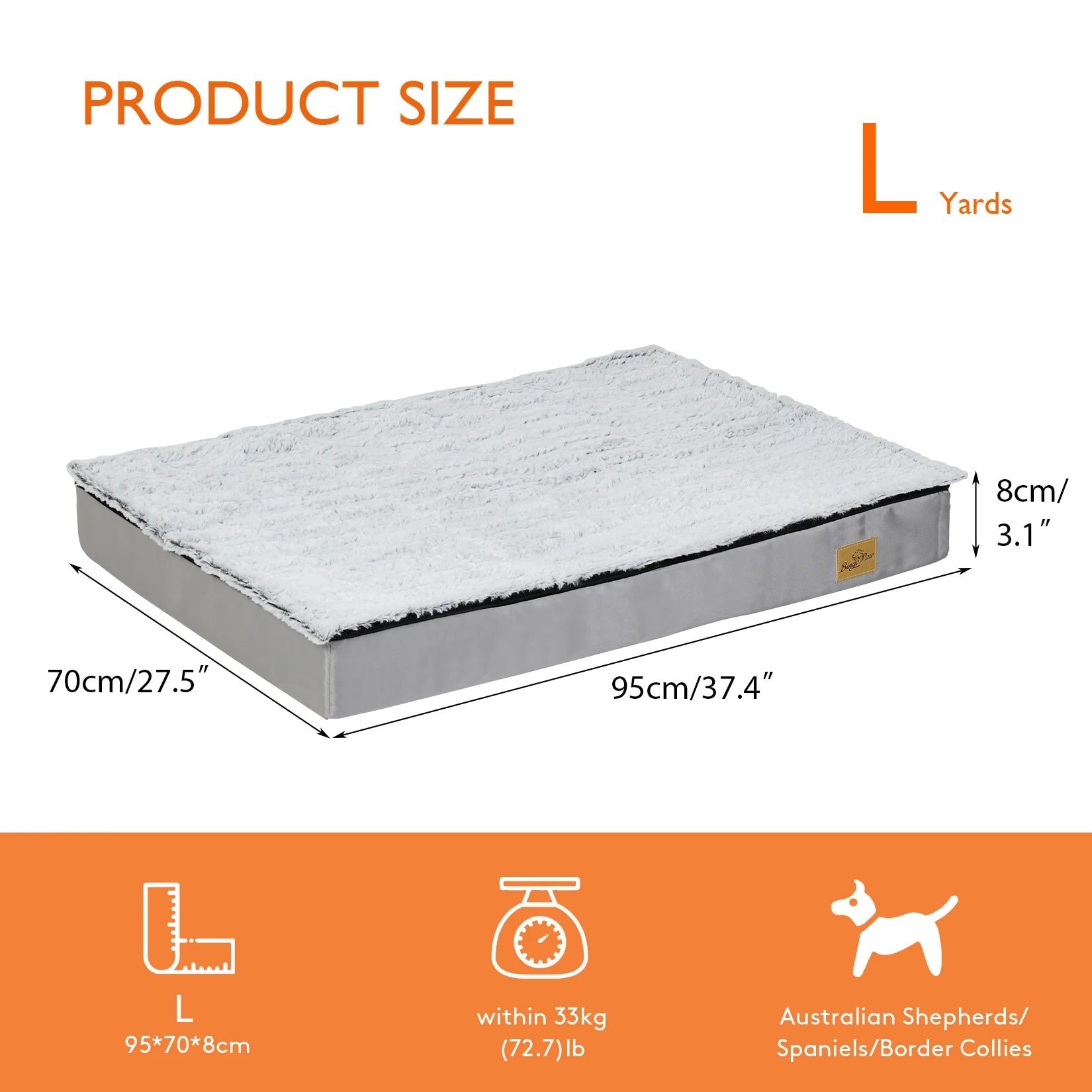 L XL 2XL 3XL Dog Bed Gray Orthopedic Pet Calming Bed Soft Sponge Foam Base Dog Crate Kennels Mat with Removable Cover Manwatstore