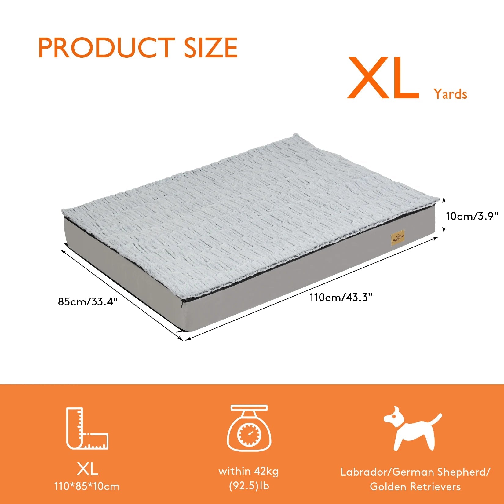 L XL 2XL 3XL Dog Bed Gray Orthopedic Pet Calming Bed Soft Sponge Foam Base Dog Crate Kennels Mat with Removable Cover Manwatstore