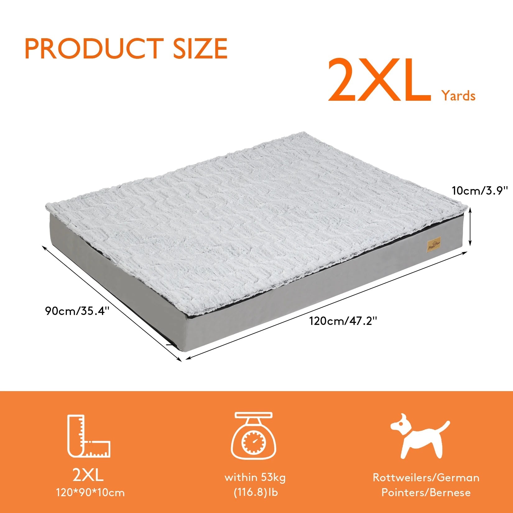 L XL 2XL 3XL Dog Bed Gray Orthopedic Pet Calming Bed Soft Sponge Foam Base Dog Crate Kennels Mat with Removable Cover Manwatstore