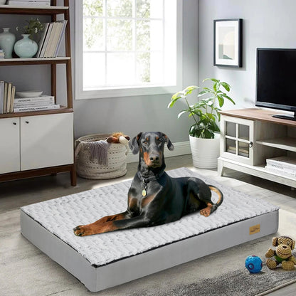 L XL 2XL 3XL Dog Bed Gray Orthopedic Pet Calming Bed Soft Sponge Foam Base Dog Crate Kennels Mat with Removable Cover Manwatstore
