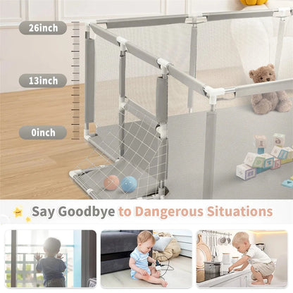Large Baby Playpen with Basketball Hoop &amp; Football Net – Safe, Spacious &amp; Fun Play Yard for Toddlers Manwatstore