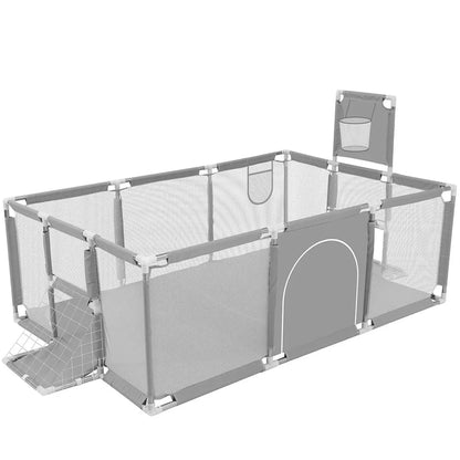 Large Baby Playpen with Basketball Hoop &amp; Football Net – Safe, Spacious &amp; Fun Play Yard for Toddlers Manwatstore