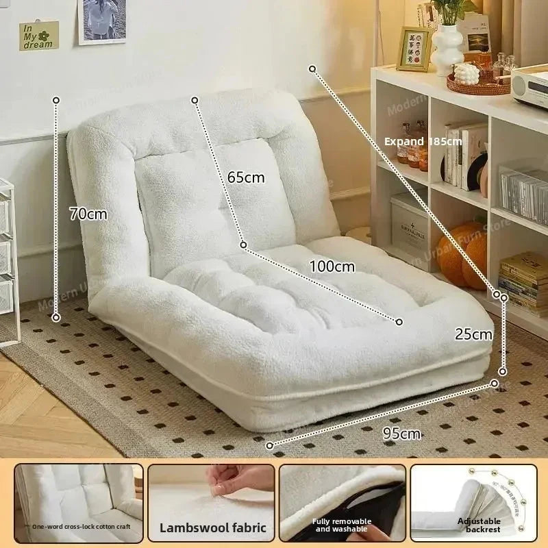 Lazy Bean Bag Sofa Bed – Folding Tatami Floor Couch (Single &amp; Double Size) | Multi-Position Lounge Chair for Living Room, Balcony &amp; Bedroom | Space-Saving Floor Furniture Manwatstore