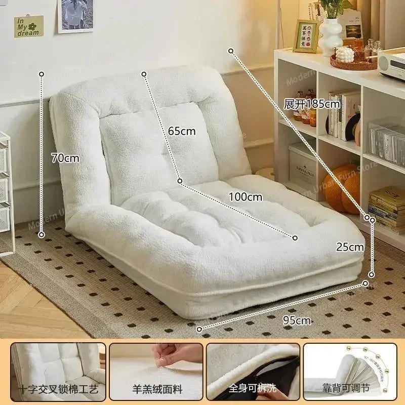 Lazy Bean Bag Sofa Bed – Folding Tatami Floor Couch (Single &amp; Double Size) | Multi-Position Lounge Chair for Living Room, Balcony &amp; Bedroom | Space-Saving Floor Furniture Manwatstore