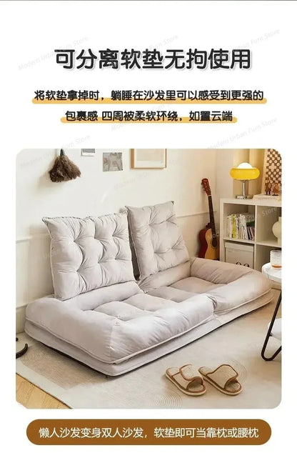 Lazy Bean Bag Sofa Bed – Folding Tatami Floor Couch (Single &amp; Double Size) | Multi-Position Lounge Chair for Living Room, Balcony &amp; Bedroom | Space-Saving Floor Furniture Manwatstore