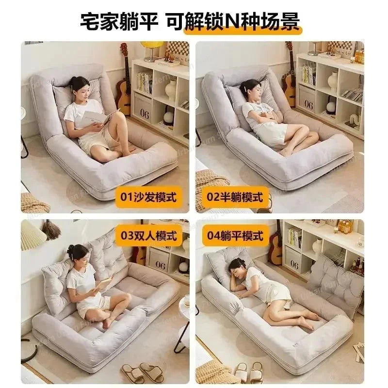 Lazy Bean Bag Sofa Bed – Folding Tatami Floor Couch (Single &amp; Double Size) | Multi-Position Lounge Chair for Living Room, Balcony &amp; Bedroom | Space-Saving Floor Furniture Manwatstore