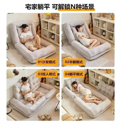 Lazy Bean Bag Sofa Bed – Folding Tatami Floor Couch (Single &amp; Double Size) | Multi-Position Lounge Chair for Living Room, Balcony &amp; Bedroom | Space-Saving Floor Furniture Manwatstore