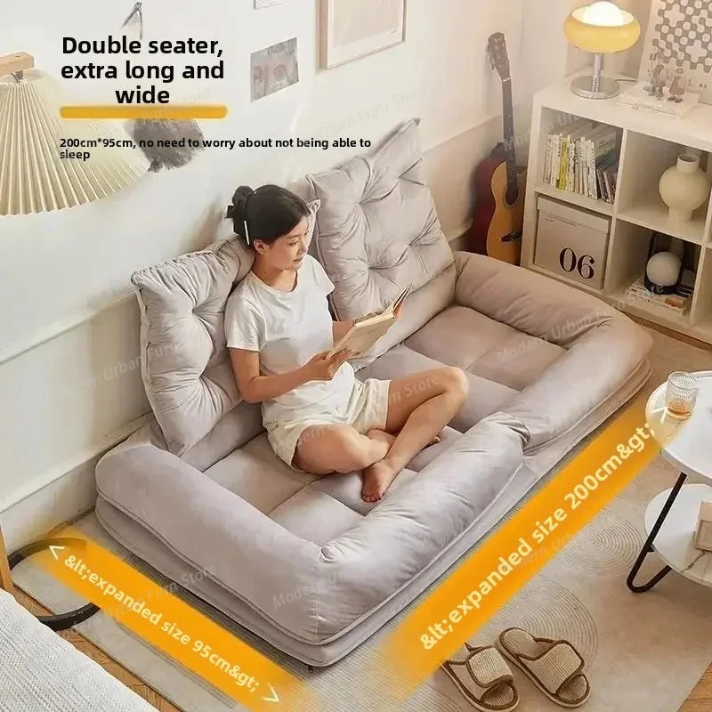 Lazy Bean Bag Sofa Bed – Folding Tatami Floor Couch (Single &amp; Double Size) | Multi-Position Lounge Chair for Living Room, Balcony &amp; Bedroom | Space-Saving Floor Furniture Manwatstore