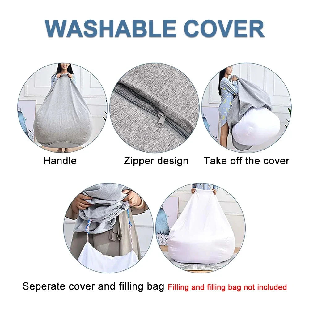 Lazy Sofas Cover Chairs Without Filler Adults Bean Bag Chair Couch Living Room Bedroom Home Tatami Lounger Seat Manwatstore