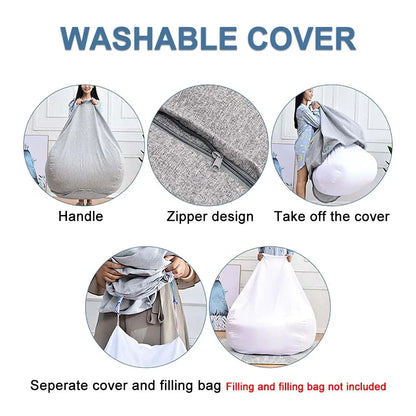 Lazy Sofas Cover Chairs Without Filler Adults Bean Bag Chair Couch Living Room Bedroom Home Tatami Lounger Seat Manwatstore