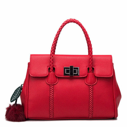 Leather handbags lychee pattern handbag 0 Manwatstore