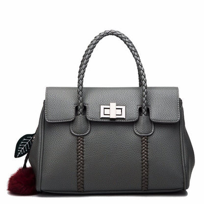 Leather handbags lychee pattern handbag 0 Manwatstore