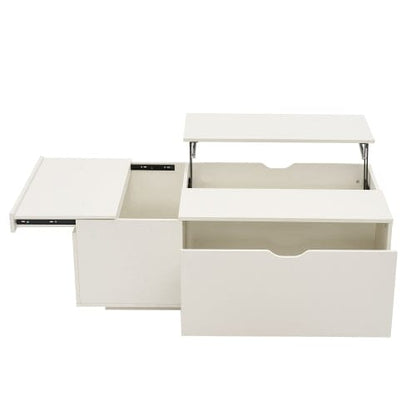 Lift Up Coffee Table, Coffee Table With Drawer, Wooden Tea Tables Sofa End Tables For Living Room Furniture , White 0 Manwatstore