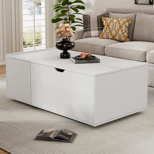 Lift Up Coffee Table, Coffee Table With Drawer, Wooden Tea Tables Sofa End Tables For Living Room Furniture , White 0 Manwatstore