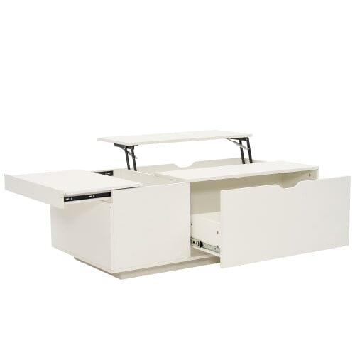 Lift Up Coffee Table, Coffee Table With Drawer, Wooden Tea Tables Sofa End Tables For Living Room Furniture , White 0 Manwatstore