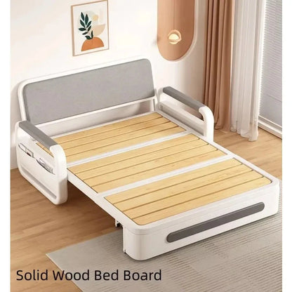 Living room dual-purpose retractable fabric sofa bed foldable multi-functional solid wood combination single bed set Manwatstore