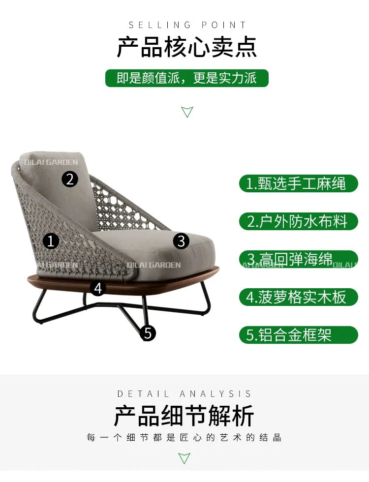 Lounge Terrace Sofa 3 Person Balcony Outdoor Sofa Garden Single Muebles De Jardin De Exterior Outdoor Patio Furniture Manwatstore