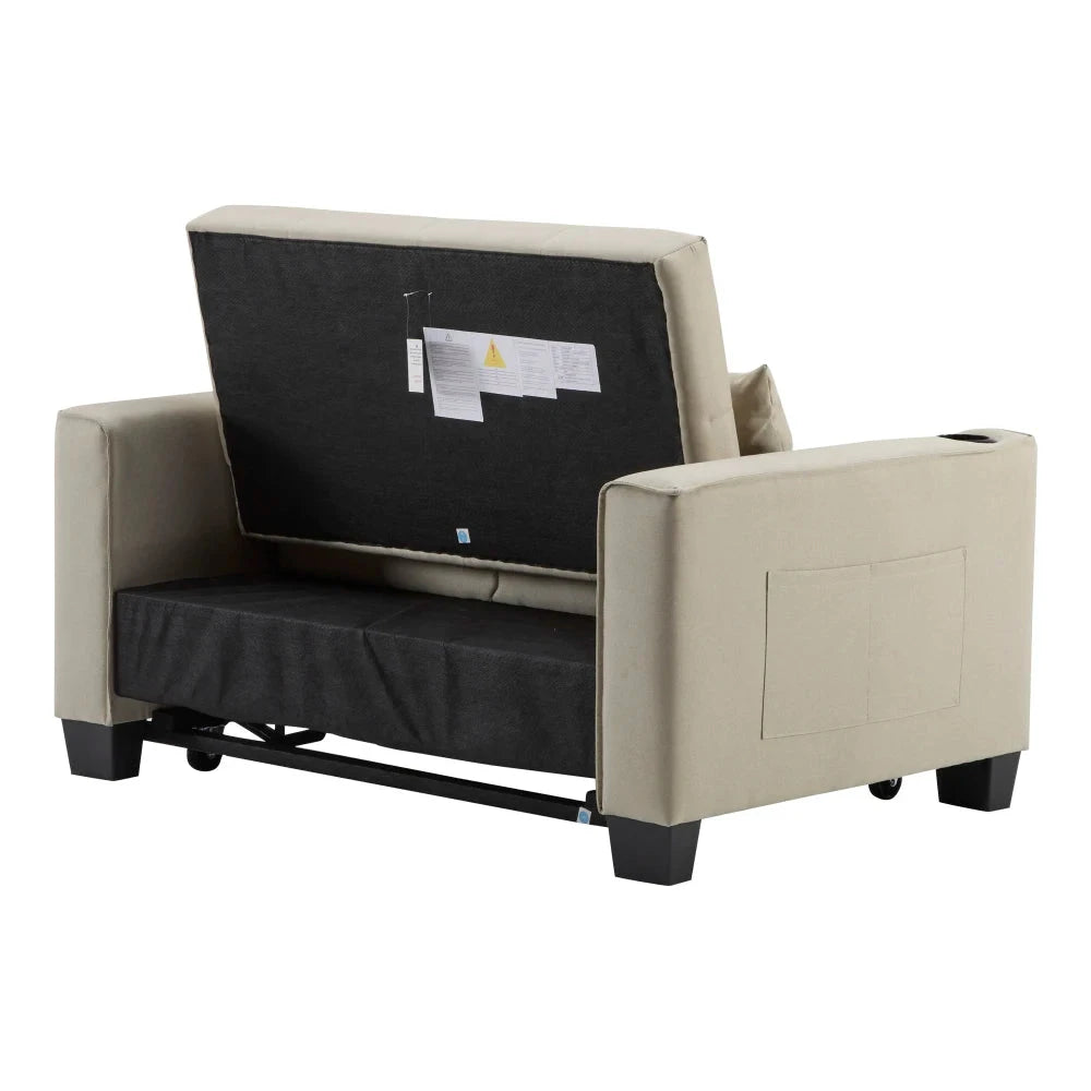 LuxeComfort 2-Seater Convertible Sofa Bed with Cup Holders Manwatstore