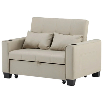 LuxeComfort 2-Seater Convertible Sofa Bed with Cup Holders Manwatstore