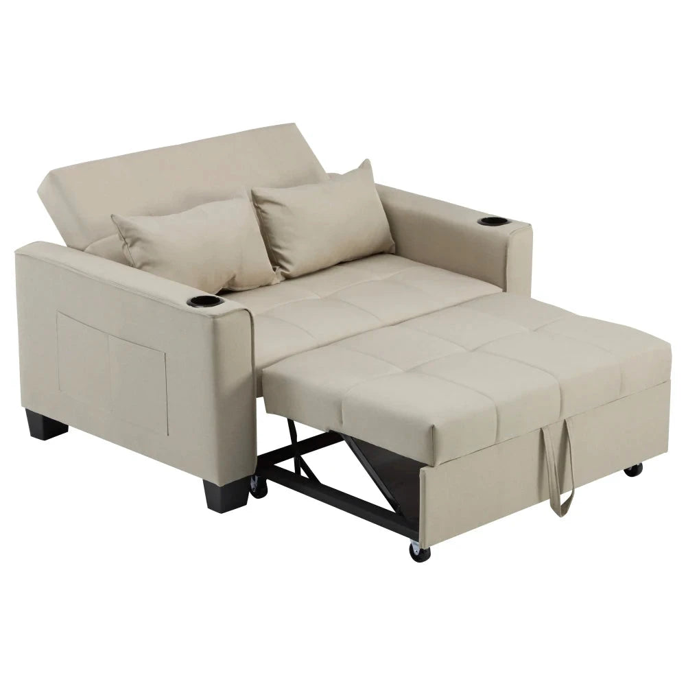 LuxeComfort 2-Seater Convertible Sofa Bed with Cup Holders Manwatstore