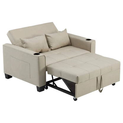 LuxeComfort 2-Seater Convertible Sofa Bed with Cup Holders Manwatstore
