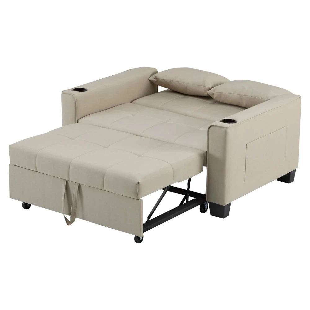 LuxeComfort 2-Seater Convertible Sofa Bed with Cup Holders Manwatstore