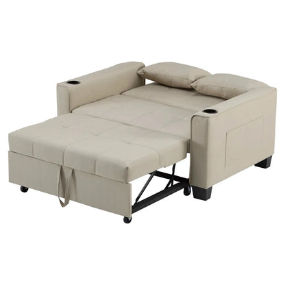 LuxeComfort 2-Seater Convertible Sofa Bed with Cup Holders Manwatstore