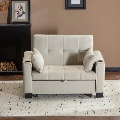 LuxeComfort 2-Seater Convertible Sofa Bed with Cup Holders Manwatstore