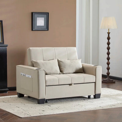 LuxeComfort 2-Seater Convertible Sofa Bed with Cup Holders Manwatstore