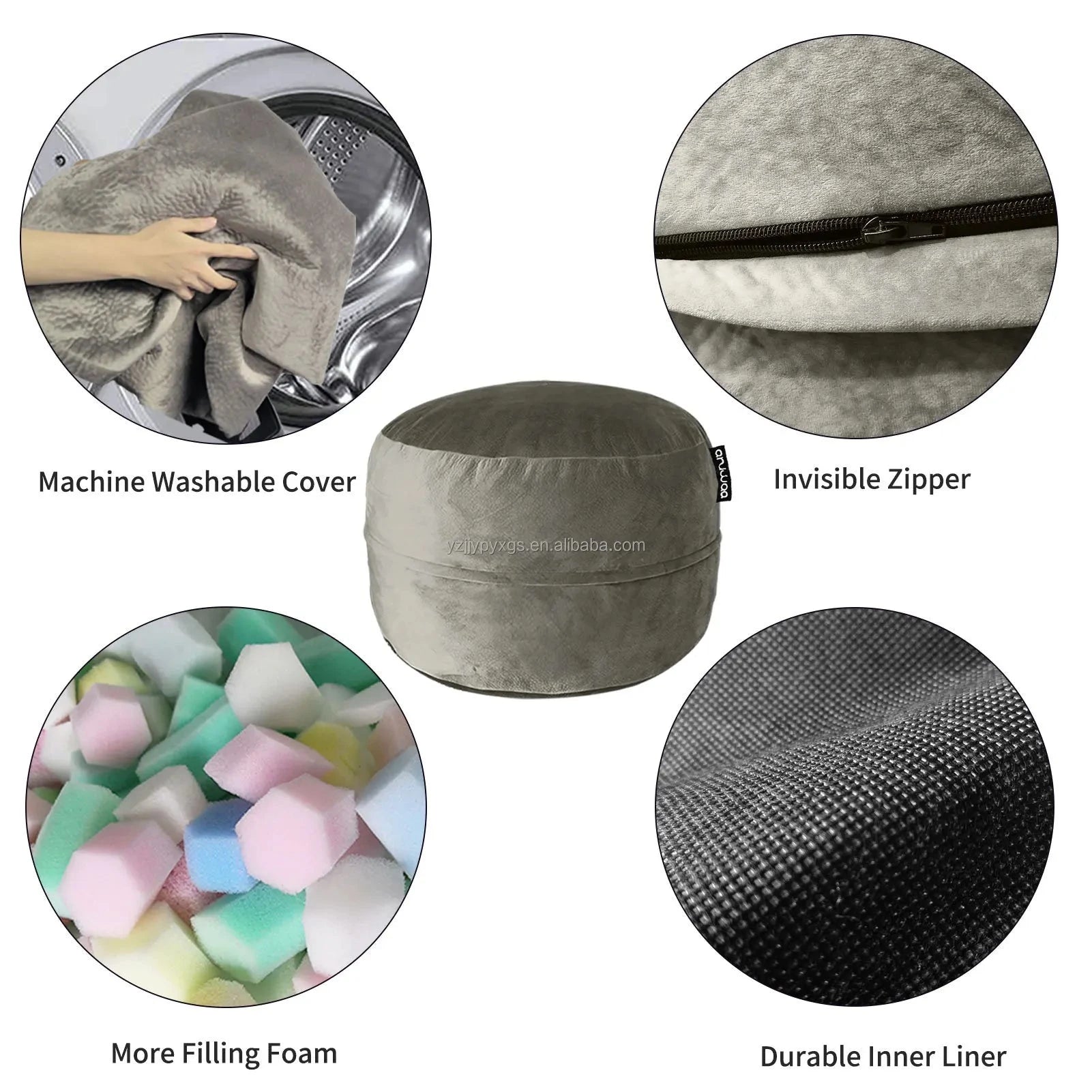 Luxury 3 Feet Foam Filled Huge Lazy Sofa Office Living Room Study Cozy Ball Bean Bag Sofa Velvet Lazy Floor Sofa Manwatstore