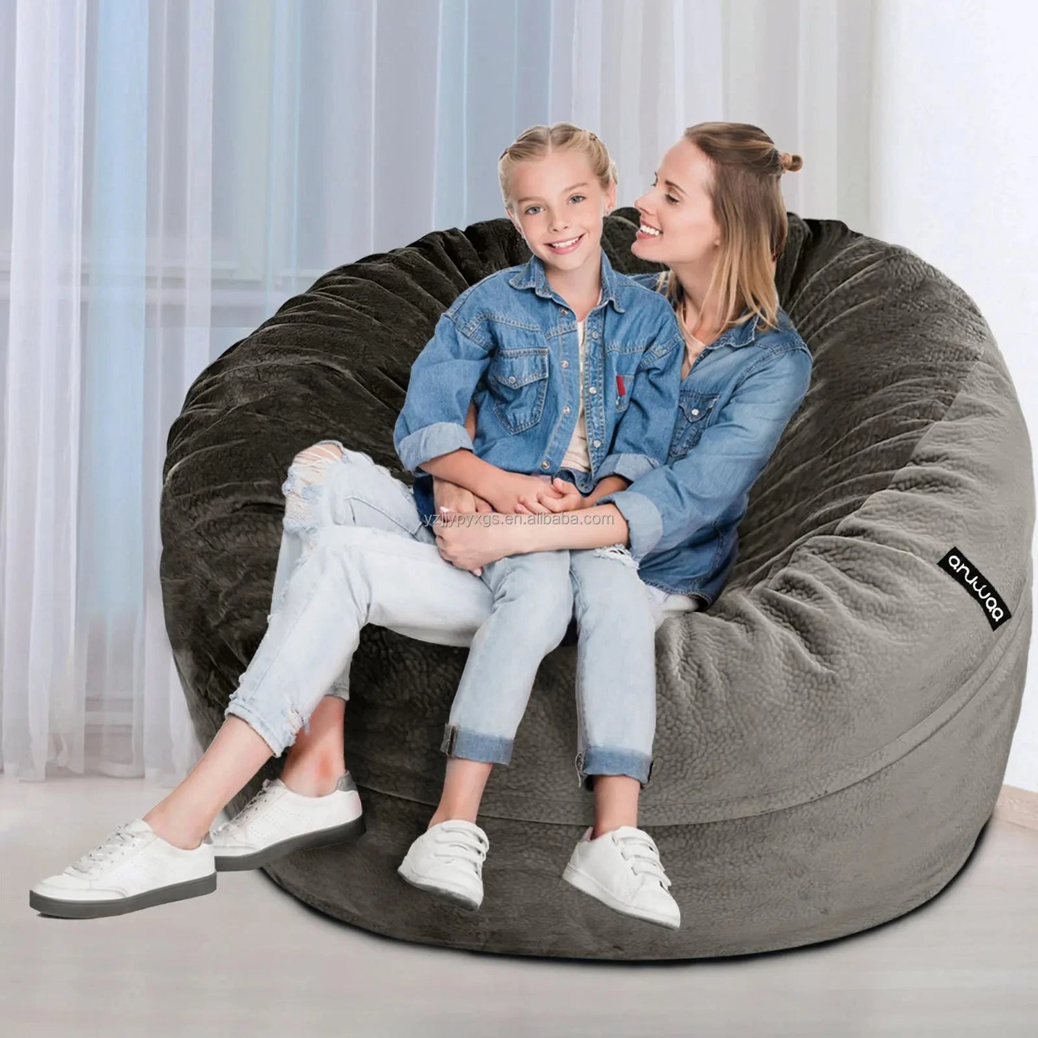 Luxury 3 Feet Foam Filled Huge Lazy Sofa Office Living Room Study Cozy Ball Bean Bag Sofa Velvet Lazy Floor Sofa Manwatstore