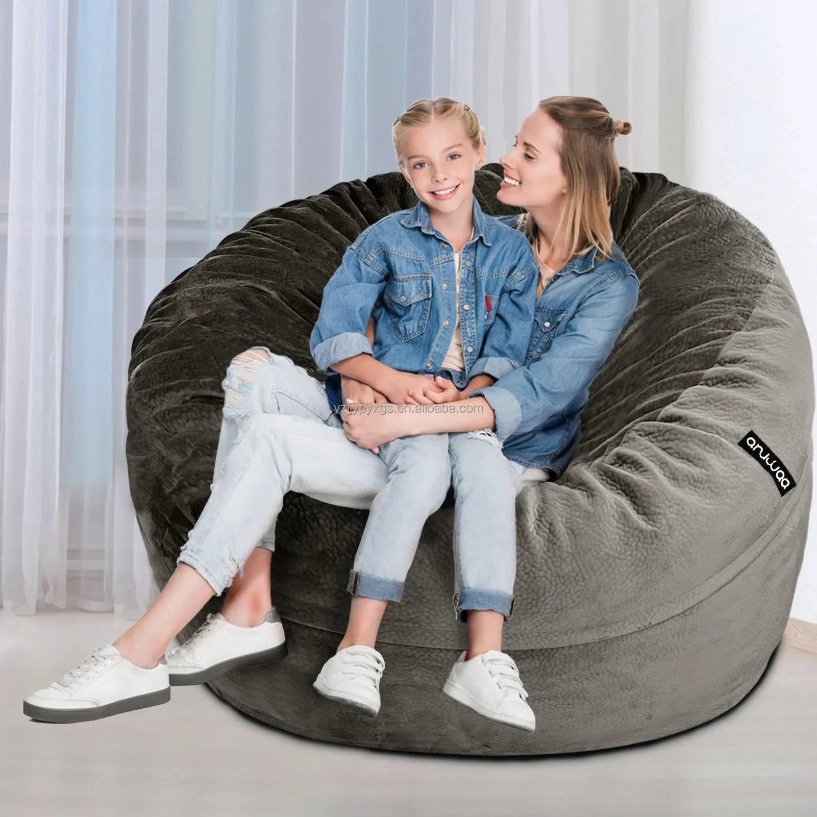 Luxury 3 Feet Foam Filled Huge Lazy Sofa Office Living Room Study Cozy Ball Bean Bag Sofa Velvet Lazy Floor Sofa Manwatstore