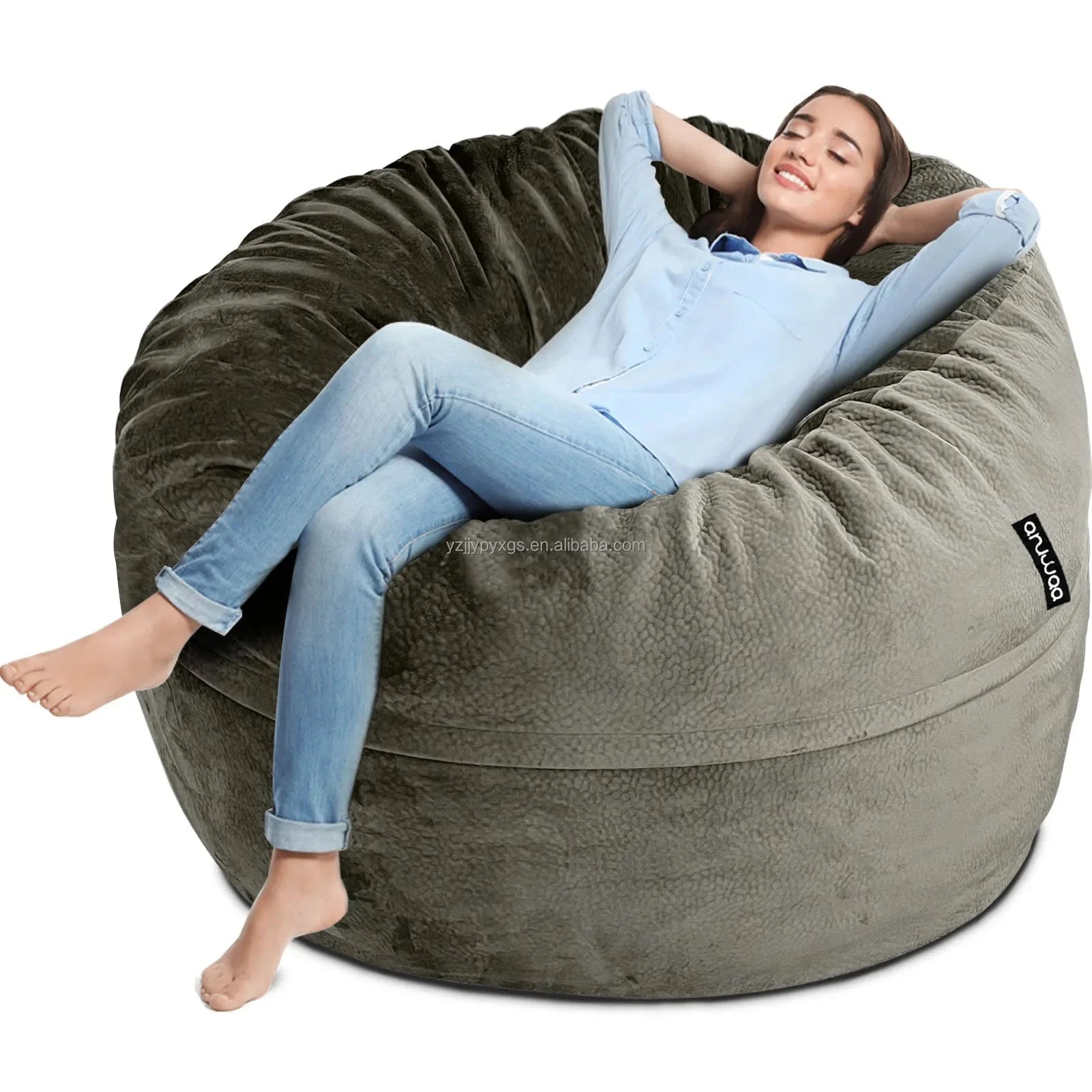 Luxury 3 Feet Foam Filled Huge Lazy Sofa Office Living Room Study Cozy Ball Bean Bag Sofa Velvet Lazy Floor Sofa Manwatstore