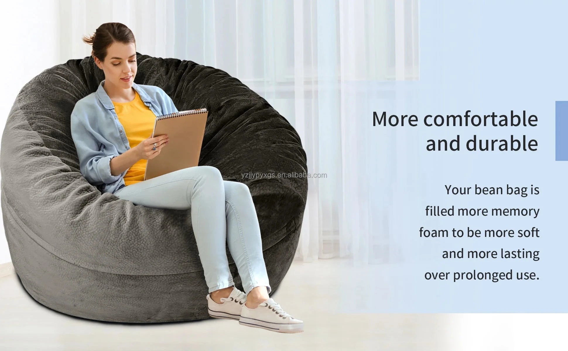 Luxury 3 Feet Foam Filled Huge Lazy Sofa Office Living Room Study Cozy Ball Bean Bag Sofa Velvet Lazy Floor Sofa Manwatstore