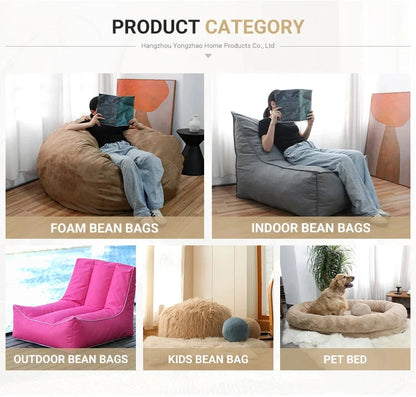 Luxury 3 Feet Foam Filled Huge Lazy Sofa Office Living Room Study Cozy Ball Bean Bag Sofa Velvet Lazy Floor Sofa Manwatstore