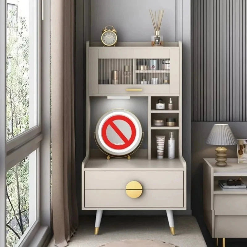 Luxury Bay Window Dressing Table Balcony Makeup Table Simple Small Apartment Bedroom Dressing Table Storage Bedroom Furniture Manwatstore