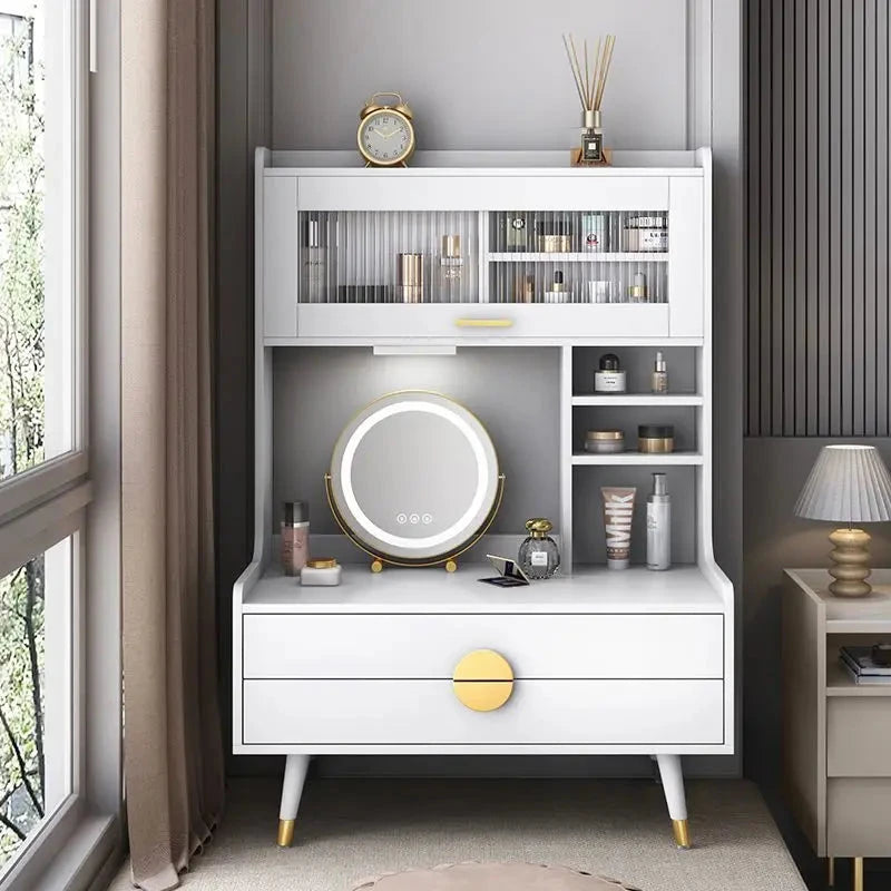 Luxury Bay Window Dressing Table Balcony Makeup Table Simple Small Apartment Bedroom Dressing Table Storage Bedroom Furniture Manwatstore