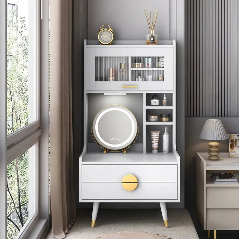Luxury Bay Window Dressing Table Balcony Makeup Table Simple Small Apartment Bedroom Dressing Table Storage Bedroom Furniture Manwatstore