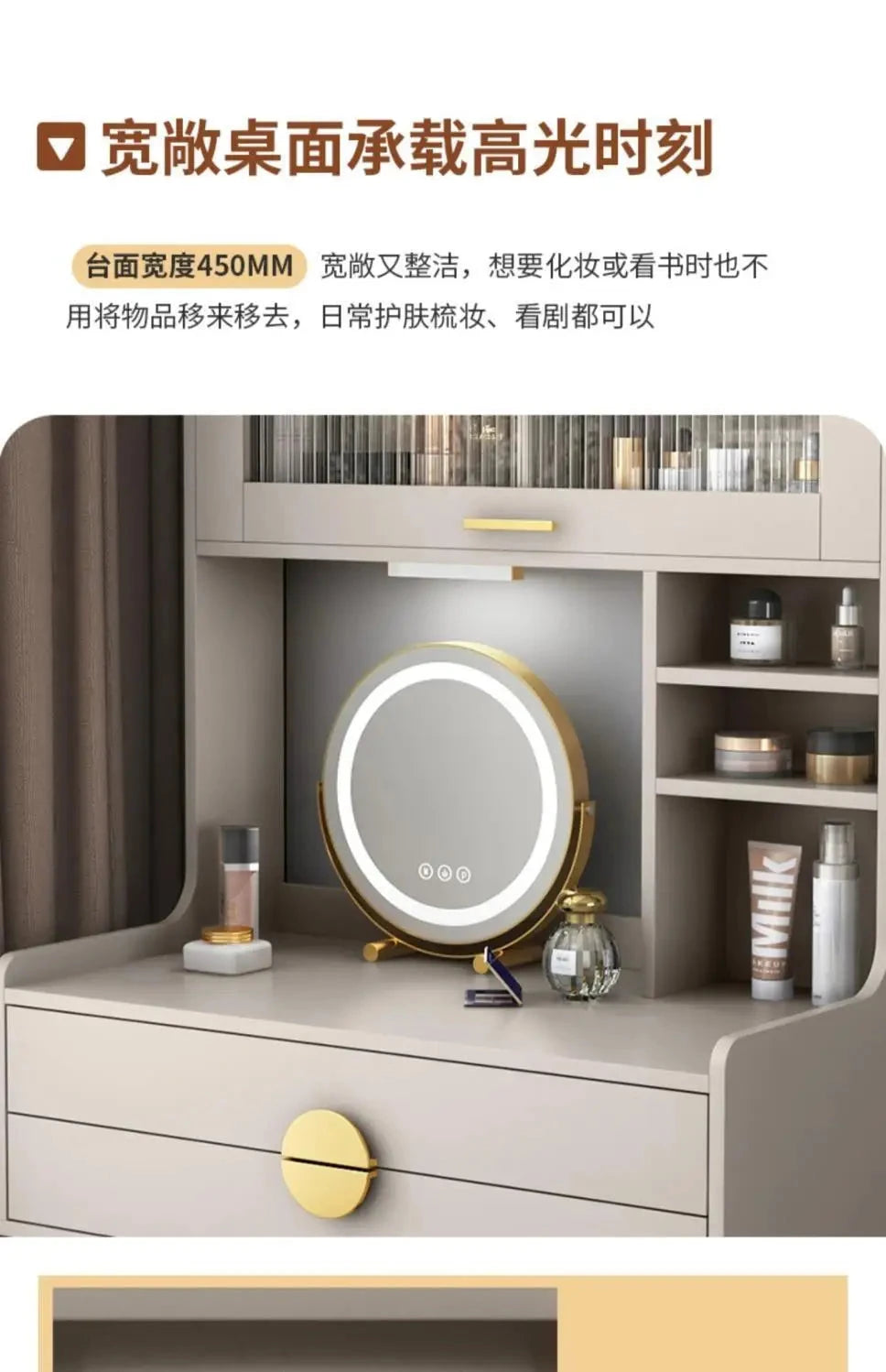 Luxury Bay Window Dressing Table Balcony Makeup Table Simple Small Apartment Bedroom Dressing Table Storage Bedroom Furniture Manwatstore