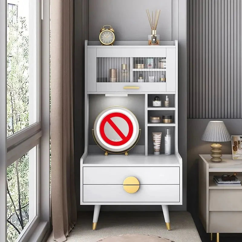 Luxury Bay Window Dressing Table Balcony Makeup Table Simple Small Apartment Bedroom Dressing Table Storage Bedroom Furniture Manwatstore