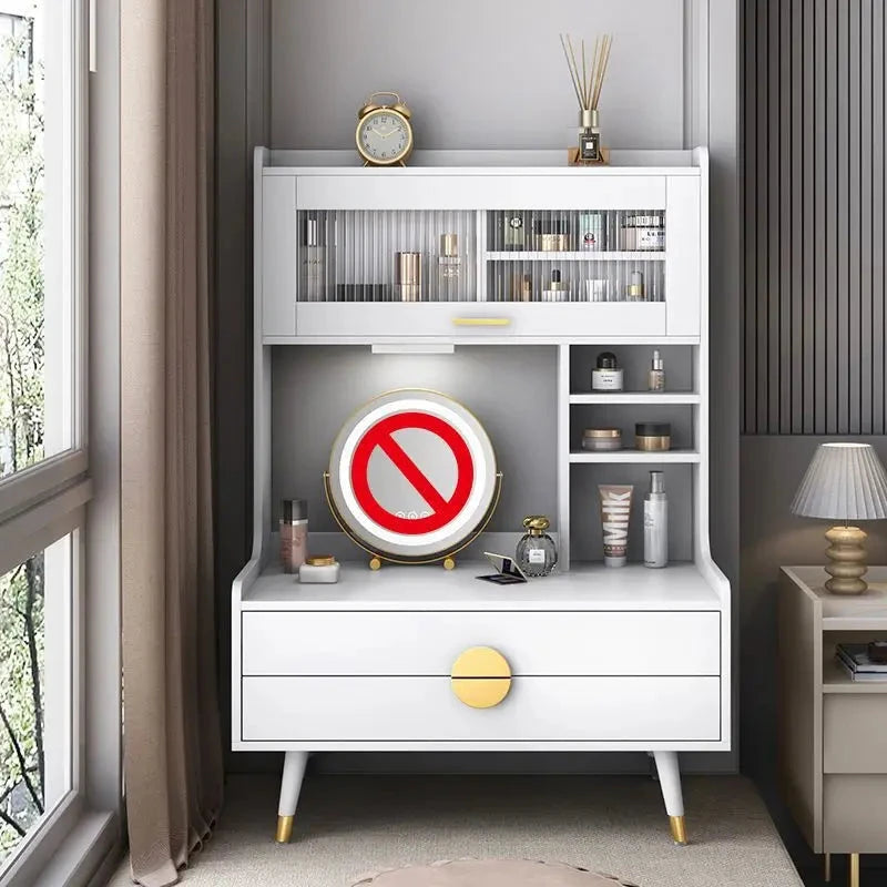 Luxury Bay Window Dressing Table Balcony Makeup Table Simple Small Apartment Bedroom Dressing Table Storage Bedroom Furniture Manwatstore