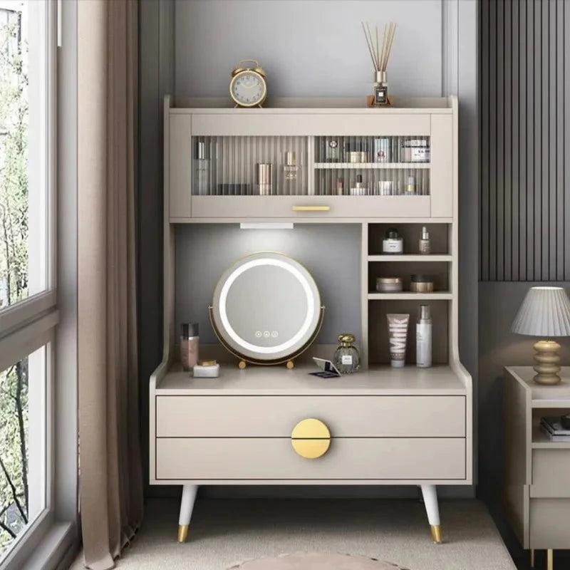 Luxury Bay Window Dressing Table Balcony Makeup Table Simple Small Apartment Bedroom Dressing Table Storage Bedroom Furniture Manwatstore