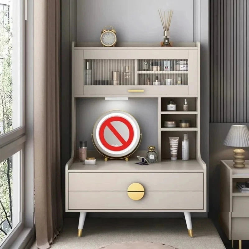 Luxury Bay Window Dressing Table Balcony Makeup Table Simple Small Apartment Bedroom Dressing Table Storage Bedroom Furniture Manwatstore